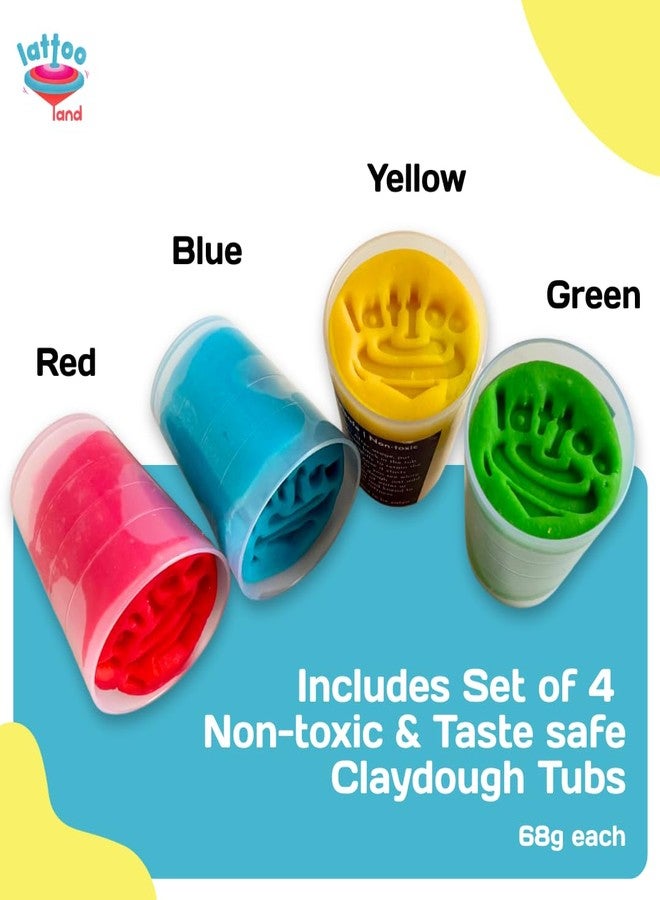 Lattooland Natural Clay Dough For Kids|Taste-Safe Clay Set|Vibrant Multi-Colours|Does Not Dry Up Easily|Soft & Safe Sensory Dough|Non-Toxic|Lab-Certified|Modelling Toy For Children(4 Colors) - Image 4
